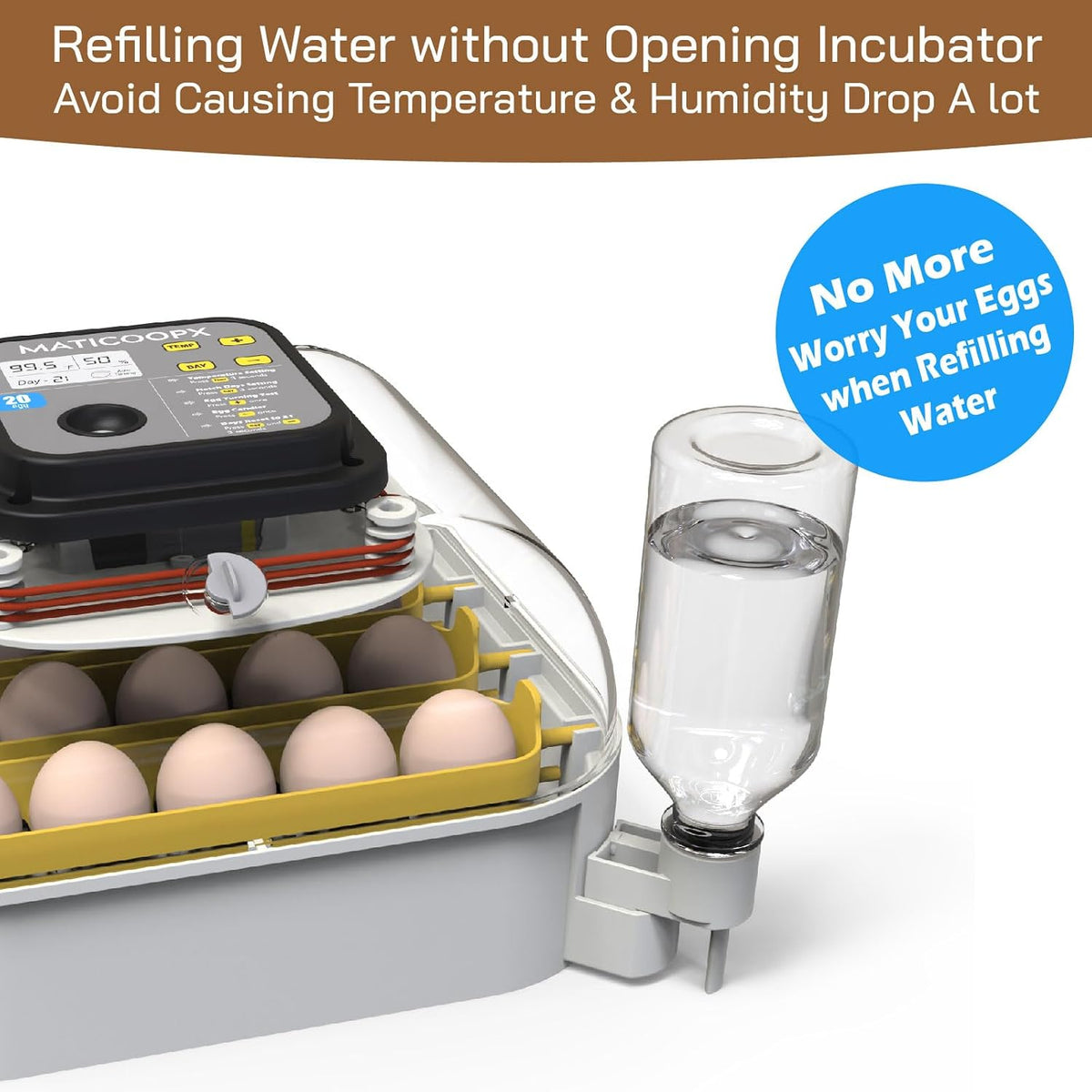 20 Egg Incubator with Humidity Display, Egg Candler, Automatic Egg Turner