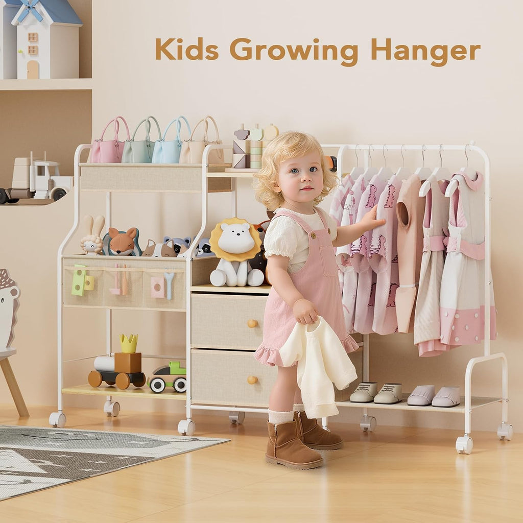 Diaper Caddy Organizer with Hanging Rack - 3 Tier Rolling Utility Cart with Drawers and Dividers for Baby Bottle