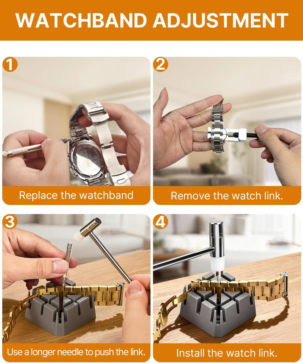 Watch Link Removal Kit: Professional Watch Strap Adjustment Tool Band Replacement Bracelet Resize Kit for All Size
