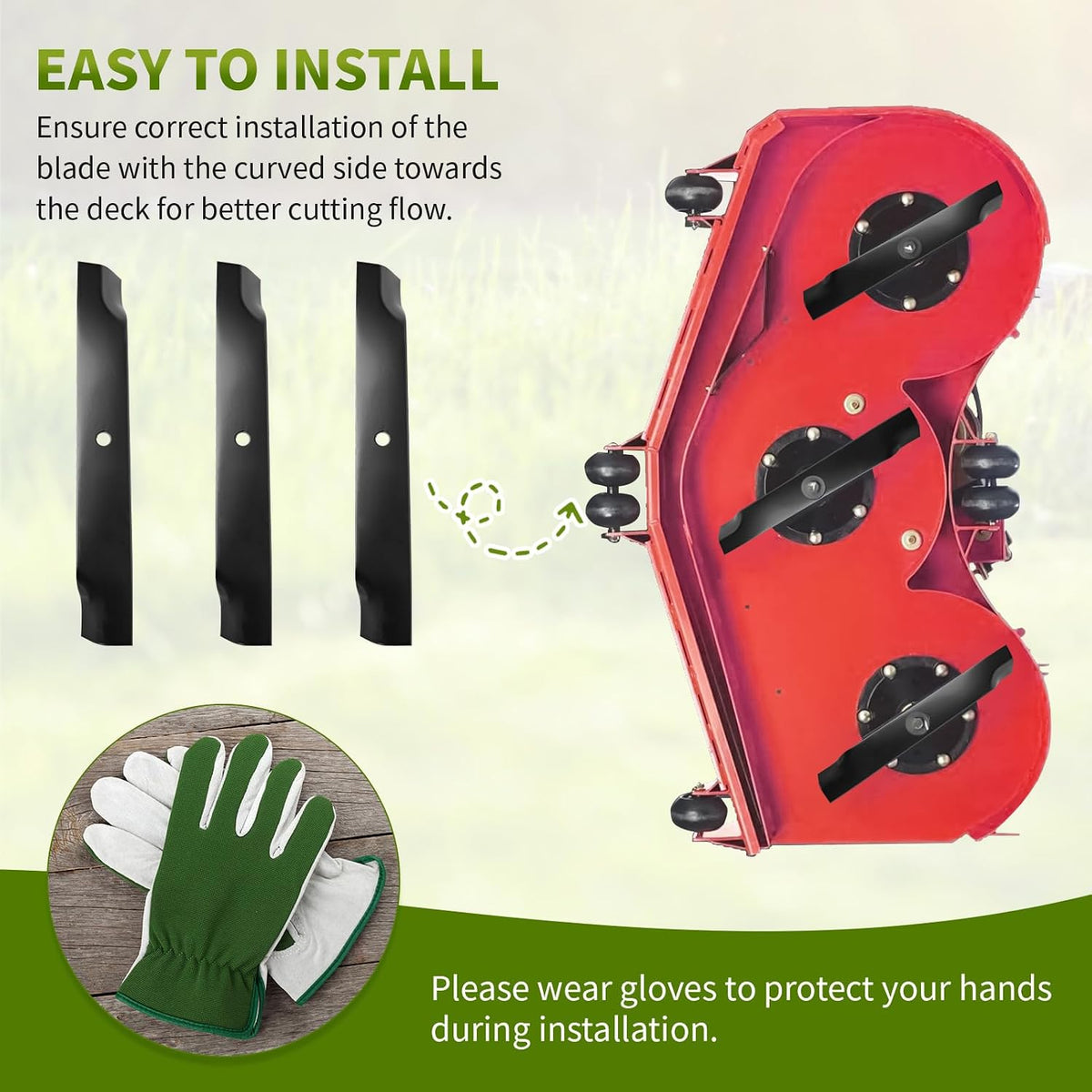 Replacement 02961700 High Lift Mower Blades, Compatible with 54" Deck A riens Zoom XL Gravely ZTXL 2554 ZTXL 2448