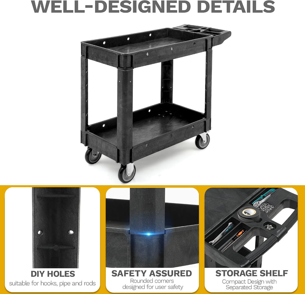 40 x 17 in Heavy Duty Rolling Utility Cart on Wheels Black