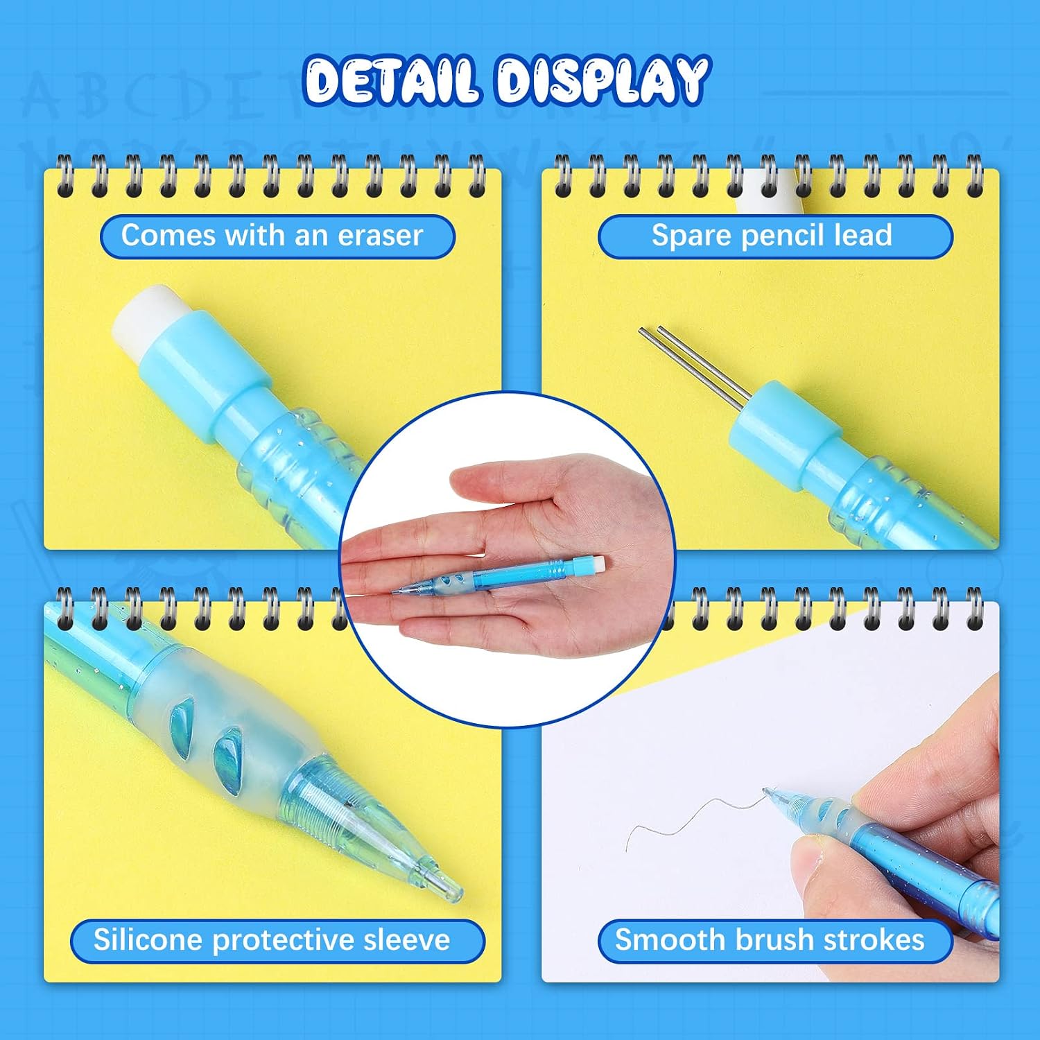 16 Pieces Assorted Mini Mechanical Pencils 0.7 mm Automatic Pencils with Mini Erasers Pens Stationery Supplies for