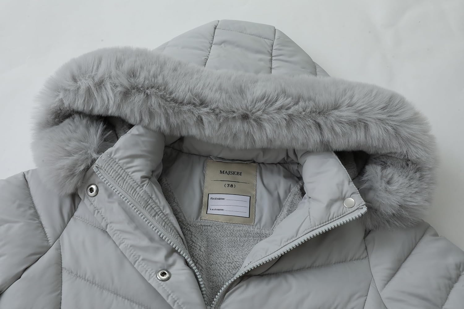 Girls Long Puffer Jacket with Faux Fur Hood,Winter Warm Down Coat for Kids Outerwear