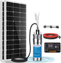 3.2GPM Solar Well Pump Kit for Watering- 1pc Submersible 12V Solar Water Pump + 2pcs 100W Mono Solar Panel + 20A
