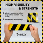 Black and Yellow Safety Tape 2" X 108' Industrial | Yellow and Black Caution Floor Tape | Watch Your Step Tape |