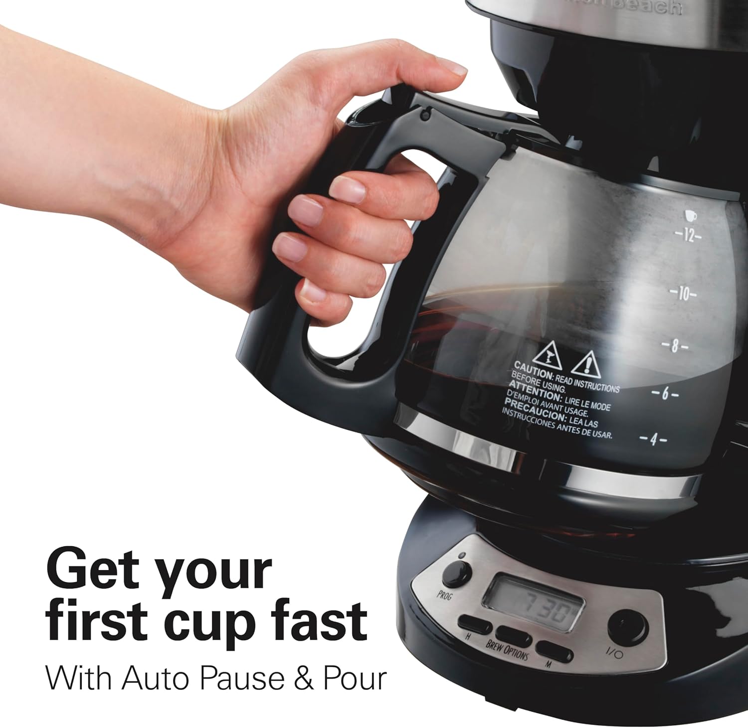 12 Cup Programmable Drip Coffee Maker | Regular & Bold Brew Options | Auto Pause and Pour | Glass Carafe | Black with