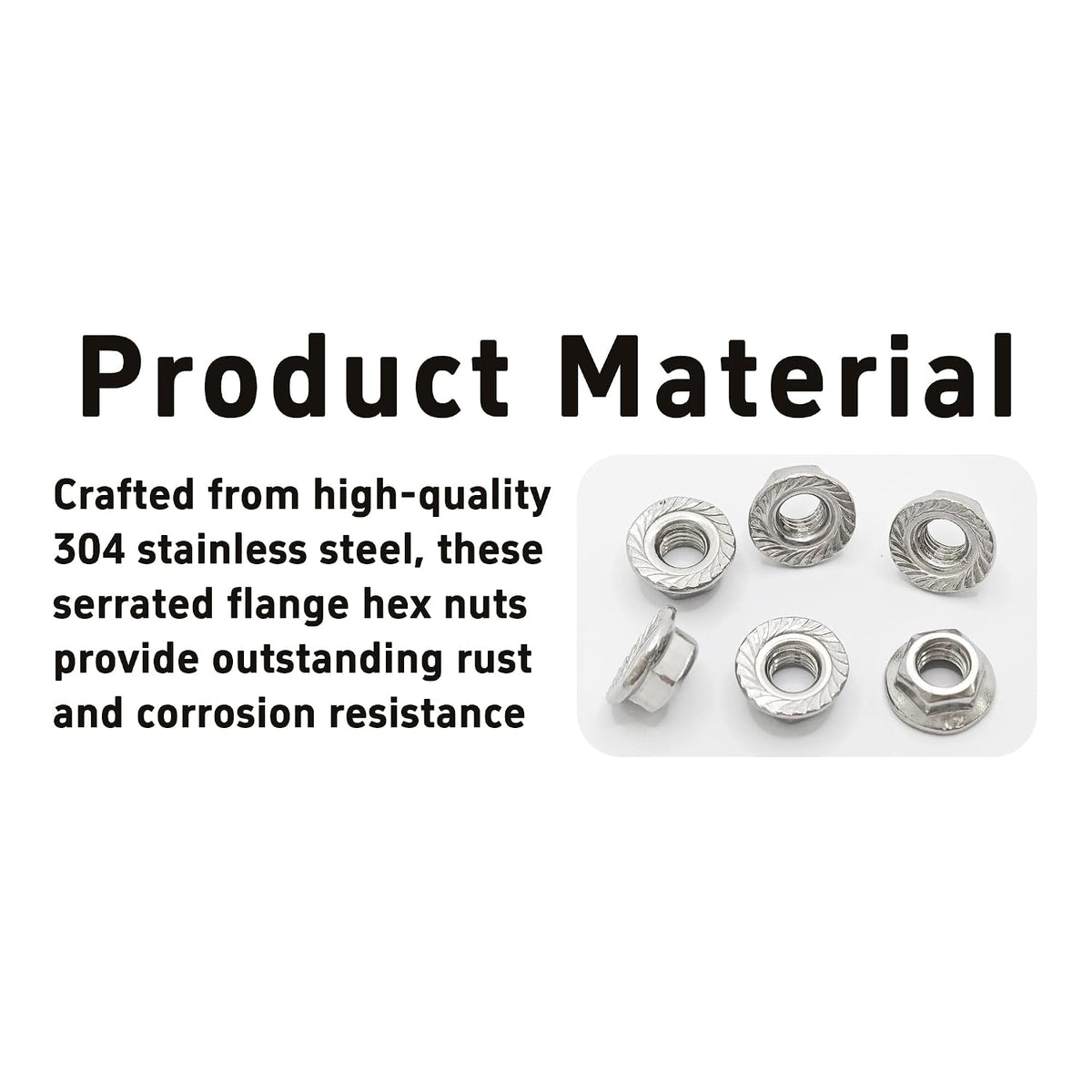 100Pcs M5-0.8 Serrated Flange Hex Nuts, 304 Stainless Steel, Full Thread, Lock Nuts for DIY, Home, Auto & Industrial Fastening, Rustproof Metric Hexagon Flange Lock nut