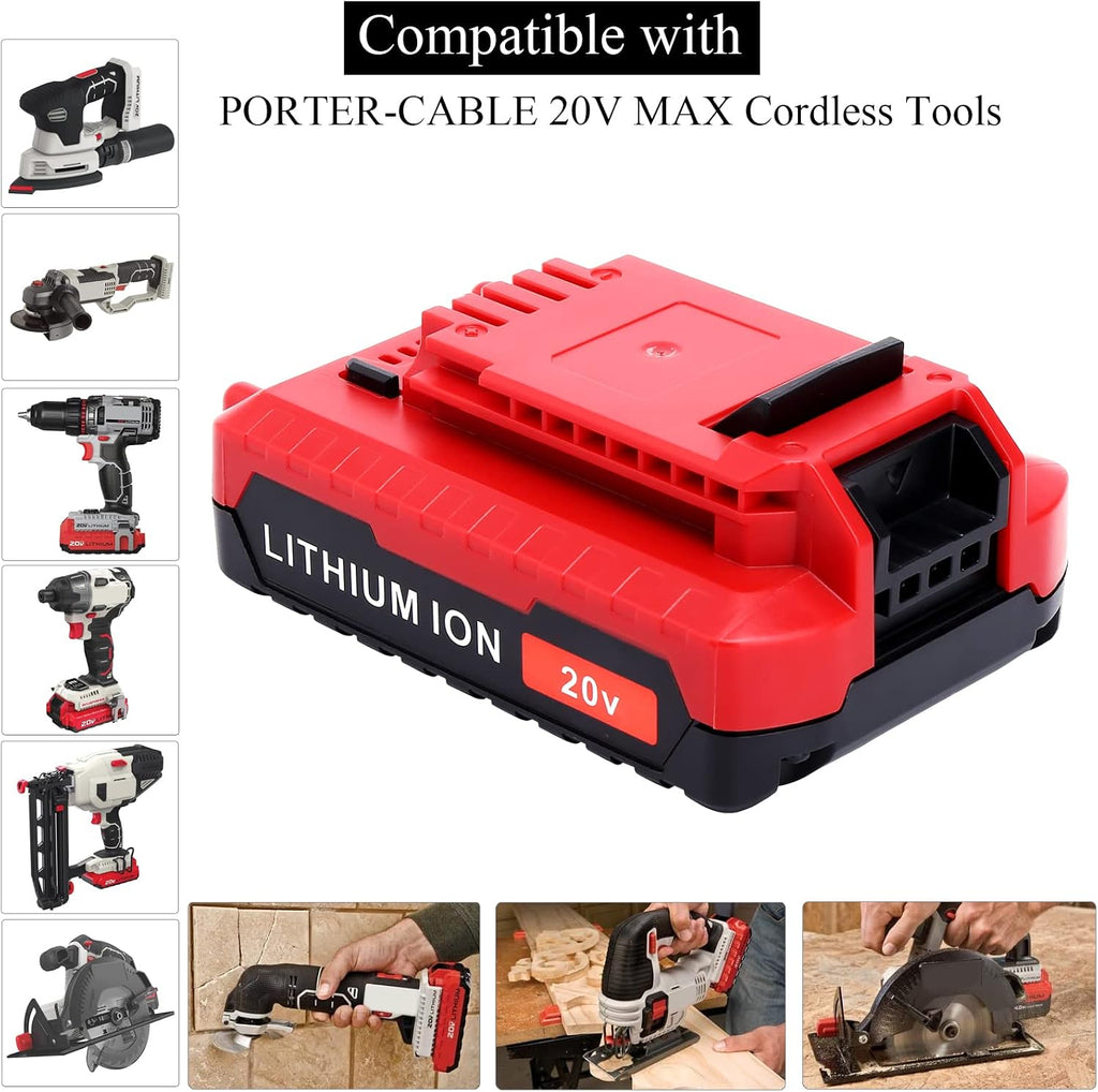 Lasica 2Pack Compatible with Porter Cable 3.0Ah 20V Battery Pack