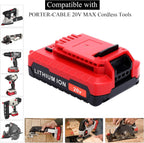 Lasica 2Pack Compatible with Porter Cable 3.0Ah 20V Battery Pack