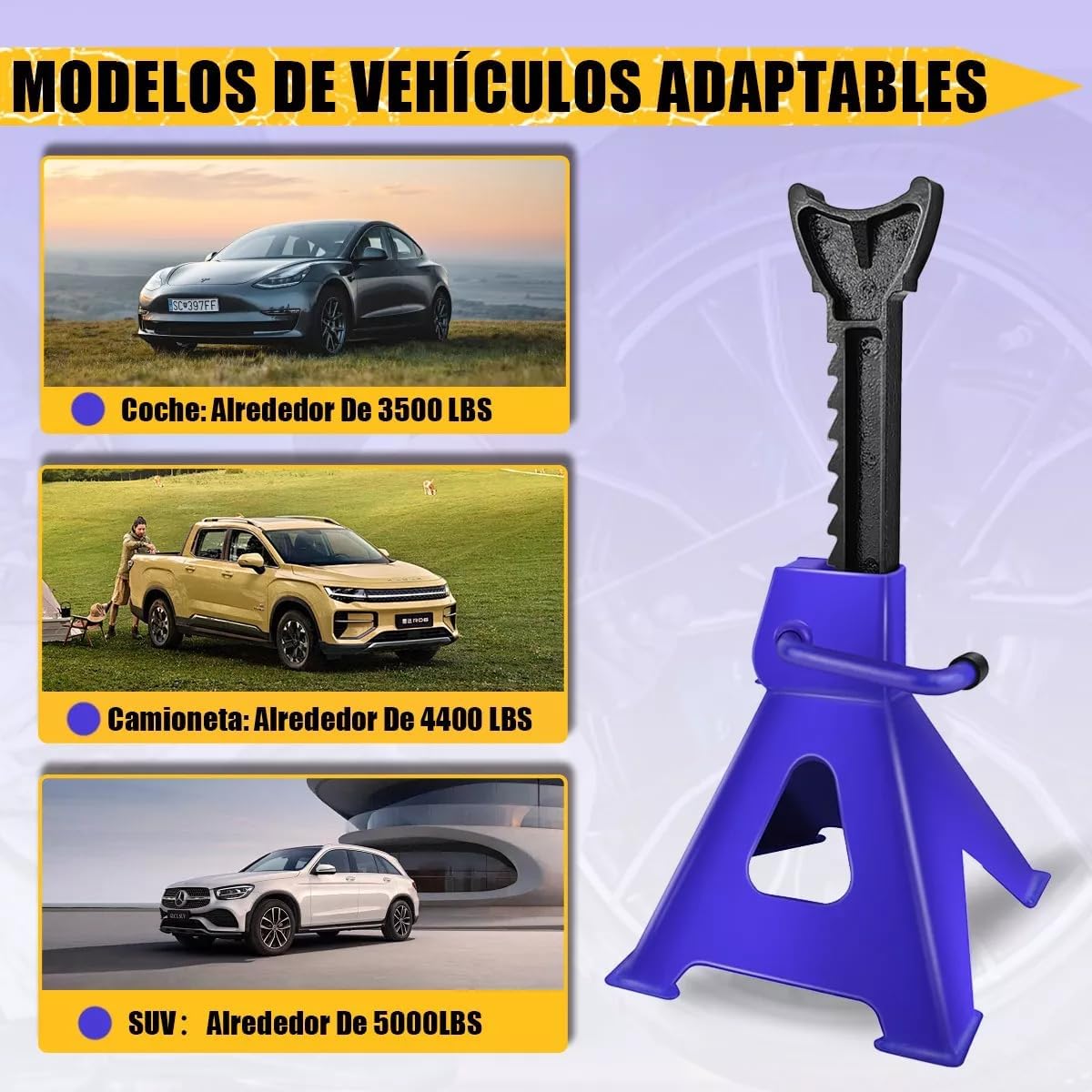 3T Floor Jack, Heavy Duty Steel Axle Stands - 4000lbs Ideal for Lifting Cars & Light Vans - Includes Storage Case