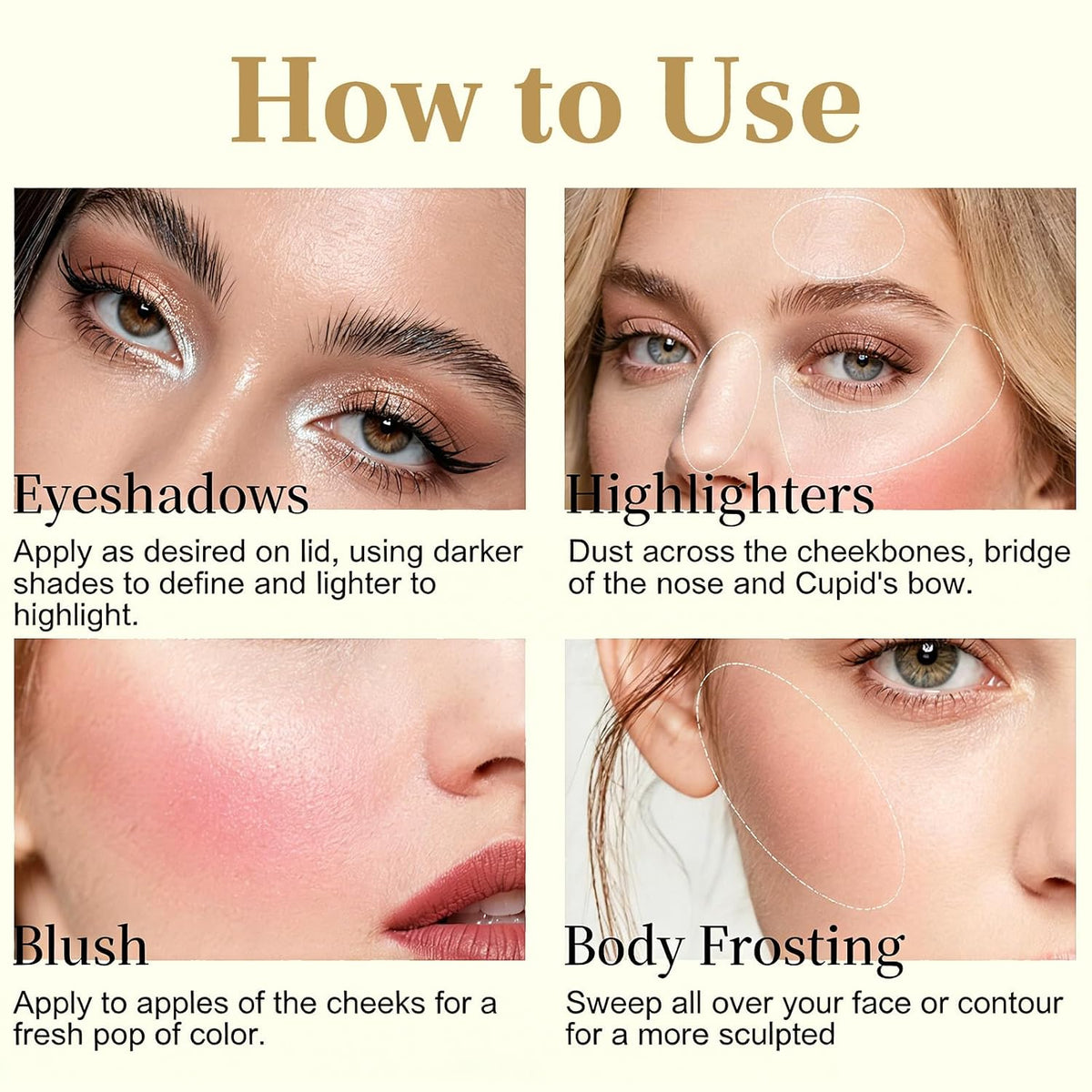 All in One Baked Makeup Face Palette, Includes 6 Eyeshadows, Bronzer, Blush, and Highlighter, Blush and Bronzer