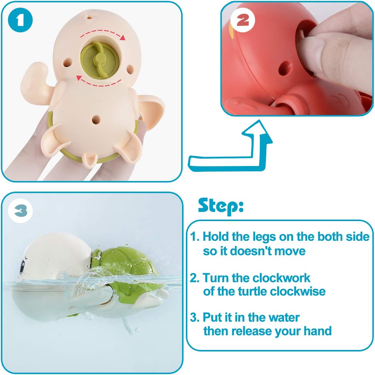Bath Toys for Toddlers 1-3, Cute Swimming Turtle Bath Toys for 1 2 Year Old Boy Girl Gifts, Water Pool Toys for Baby