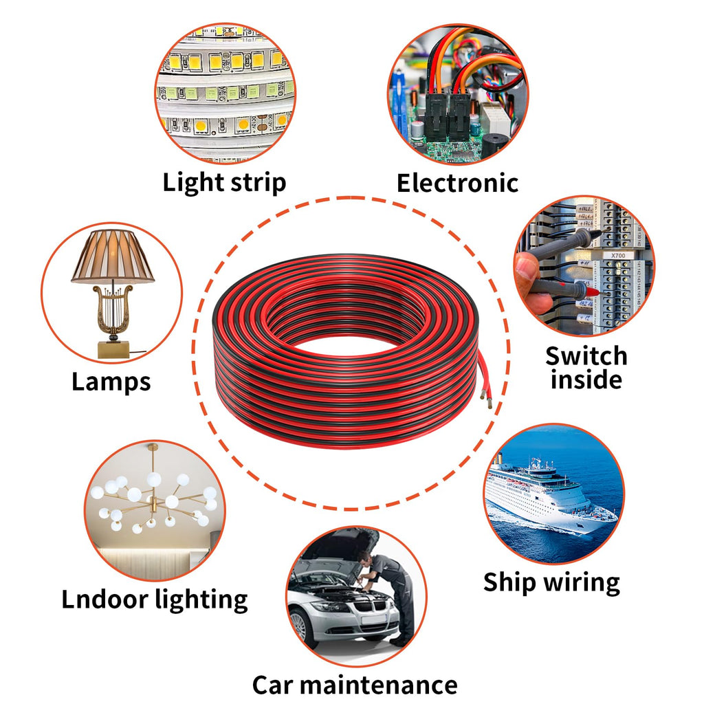 16 Gauge 2 Conductors 150FT Electrical Wire, Red Black Cable
