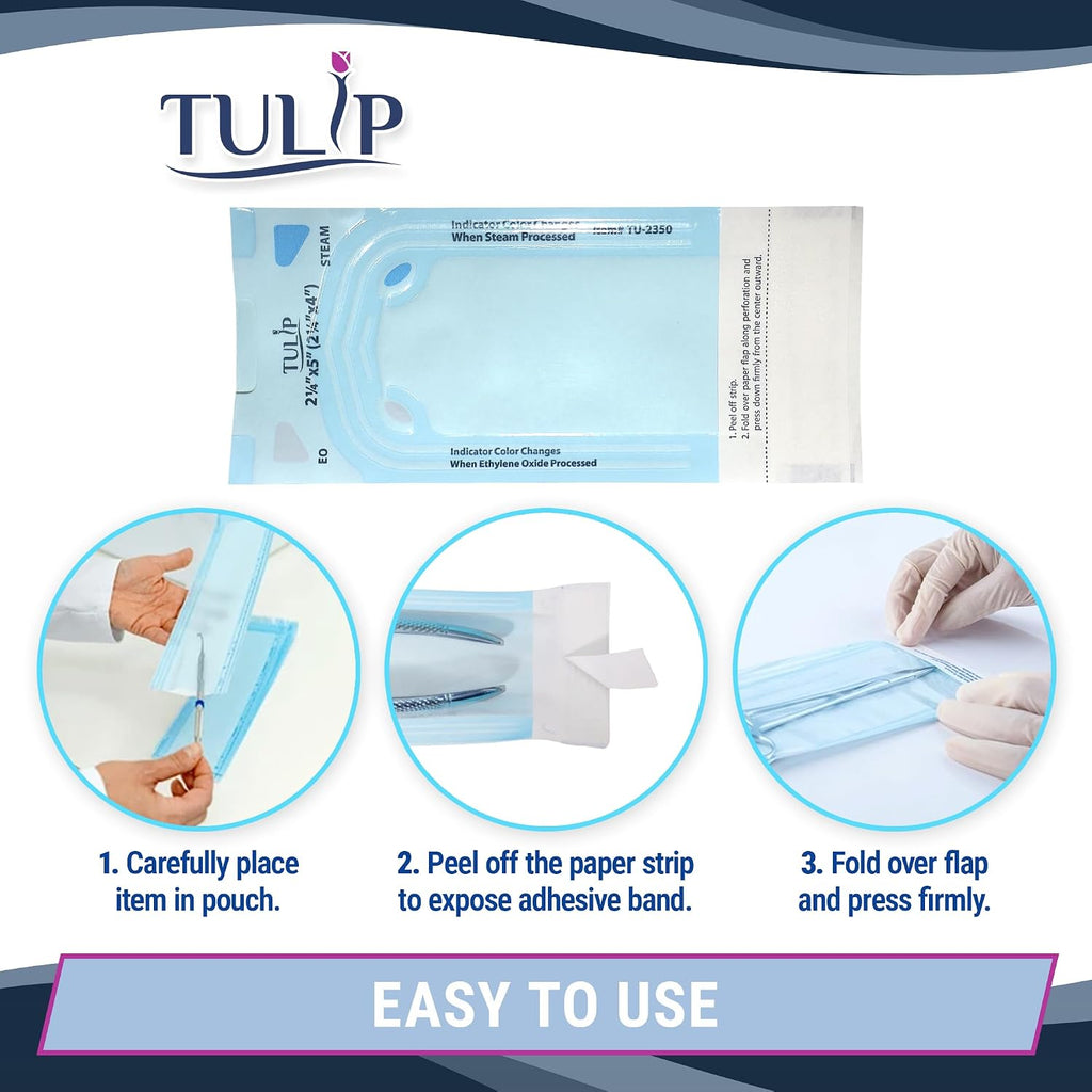 Self Sealing Pouch 3.5" x 5.25" (200 Pack) - Autoclave Sterilizer Bags for Clean Tools - Dental and Nail Sanitizer