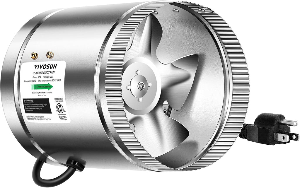 VIVOSUN 6" Inline Fan 240 CFM, Exhaust Fan for Home