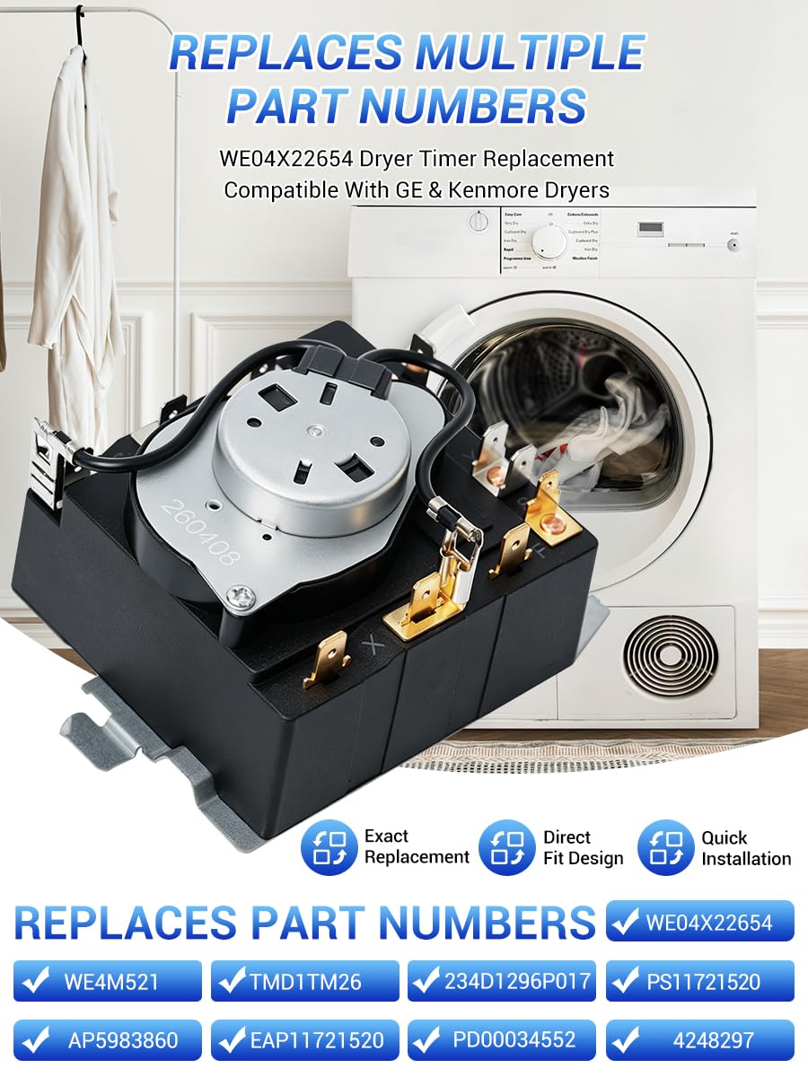 VISWO Upgraded WE04X22654 Dryer Timer: Compatible with GE & Kenmore