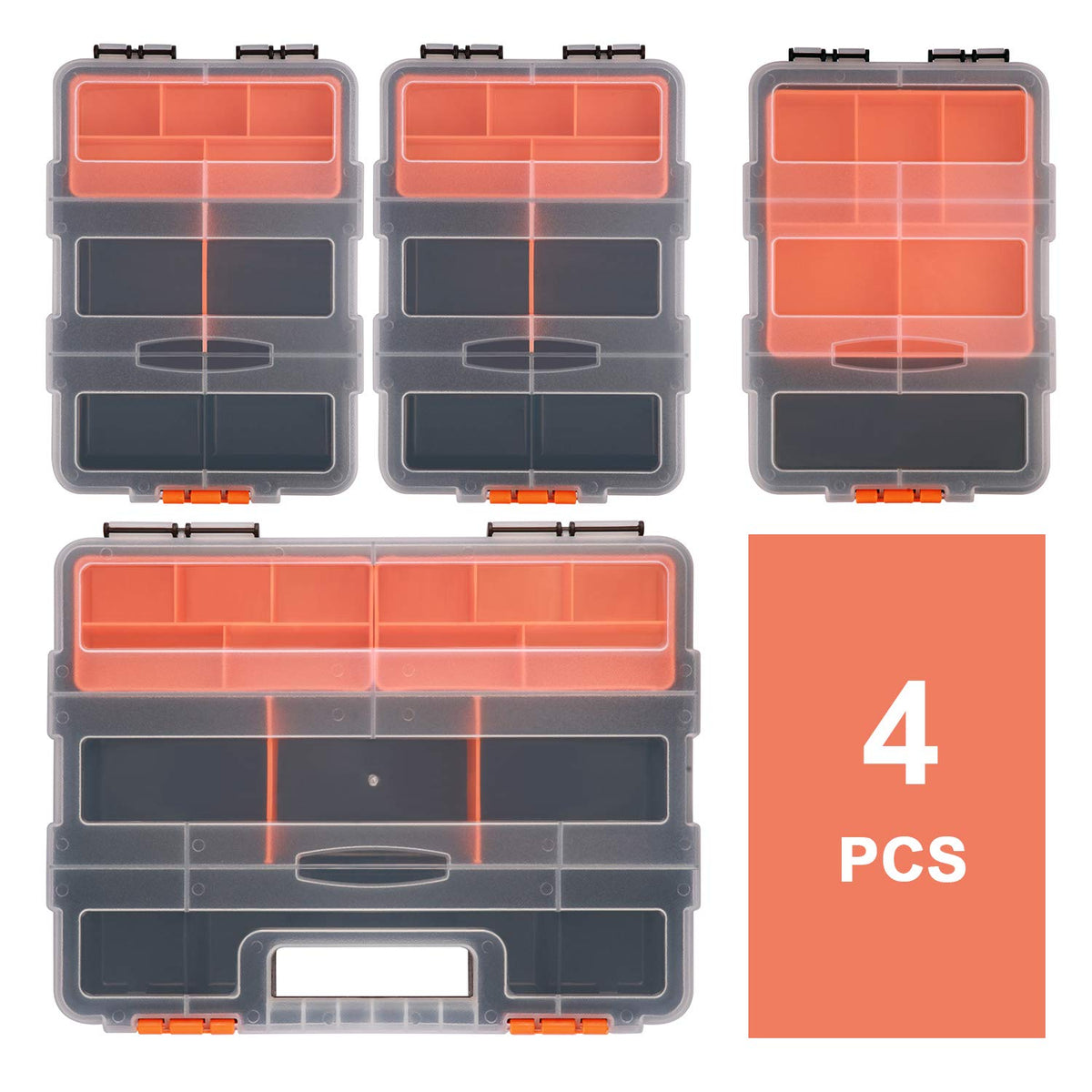 MP009 Hardware & Parts Organizers Versatile and Durable Storage Toolbox, 4PCS Set