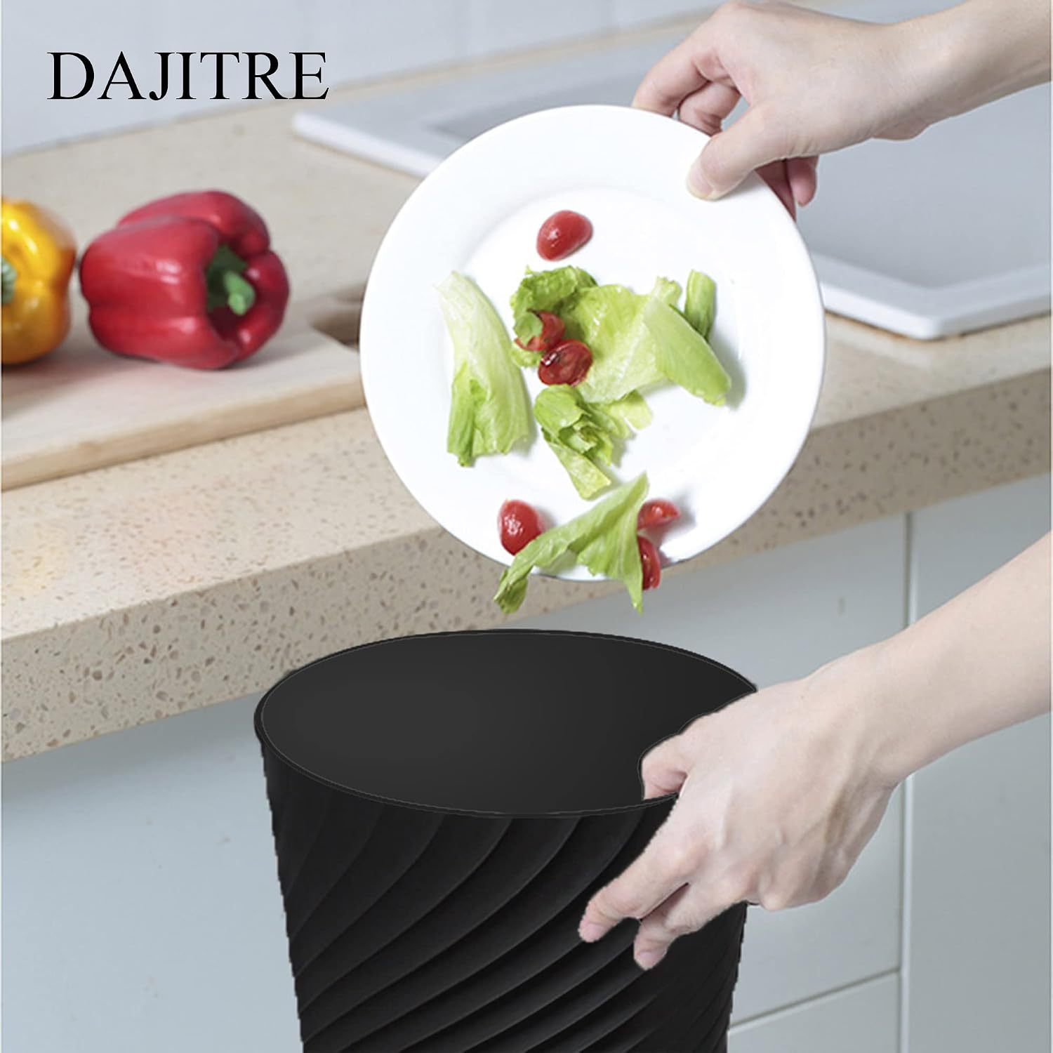 1.8 Gallon Small Trash Can Wastebasket Recycling Bin Slim Profile for Compact Spaces Bathroom, Office, Bedroom