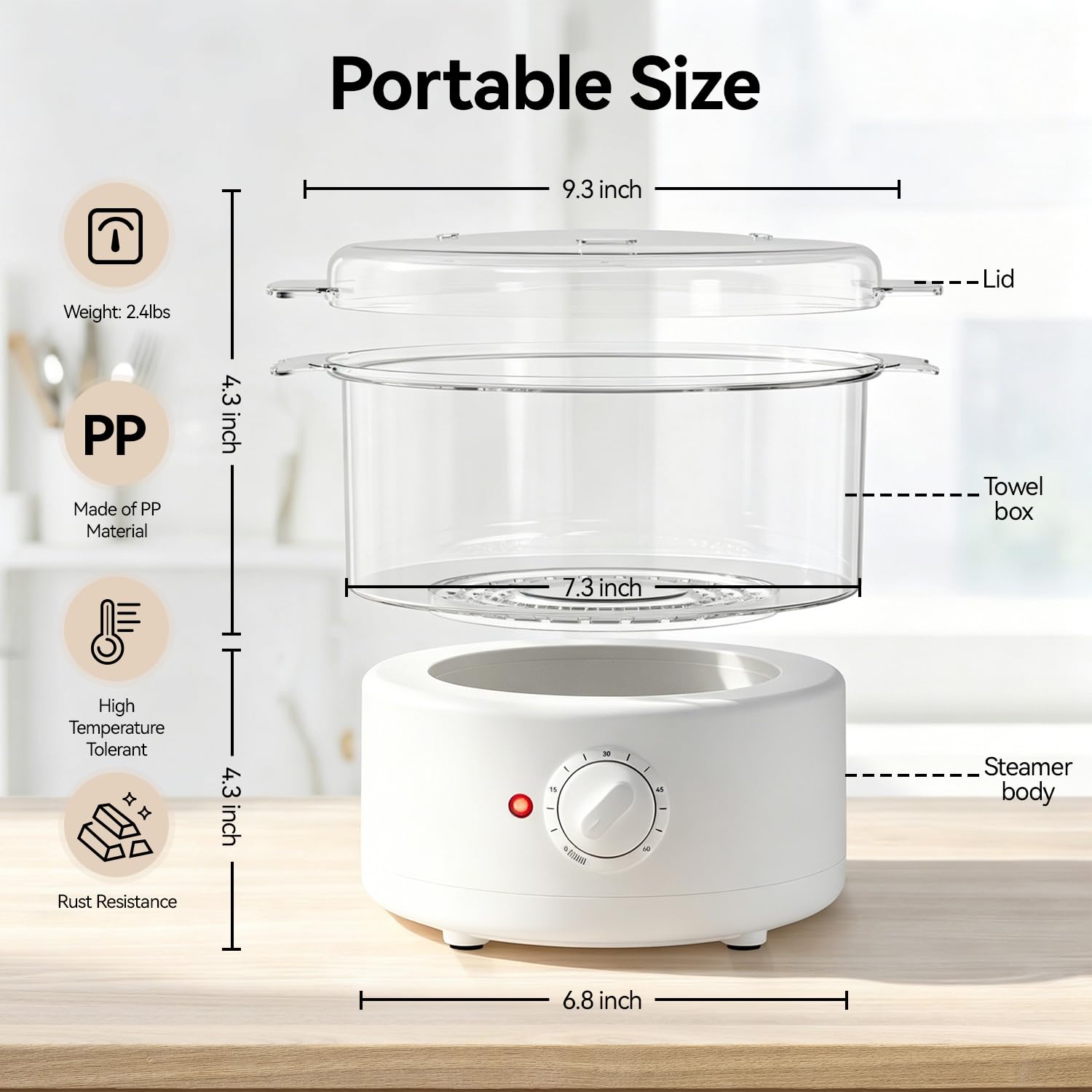 Mini Hot Towel Warmer - 1 min Steam & 60℃ in 20mins, Towel Steamer for Facials/Barber/Massage, Portable 2.4lbs Small