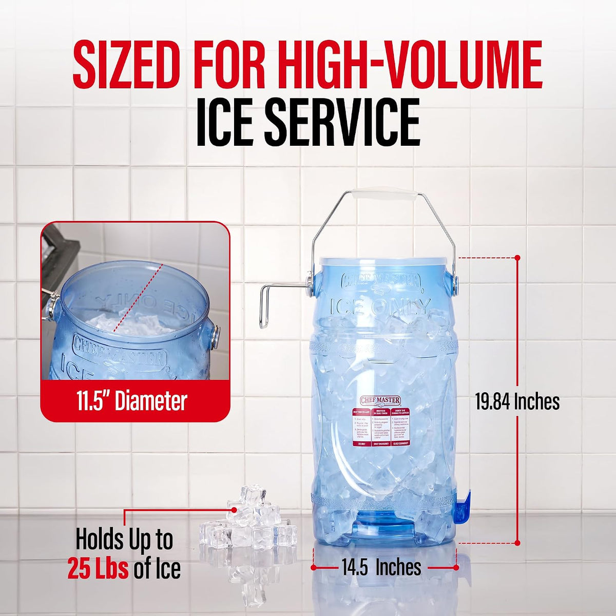 Plastic Tote Ice Bucket With Lid, 6 Gallon, Commercial-Grade