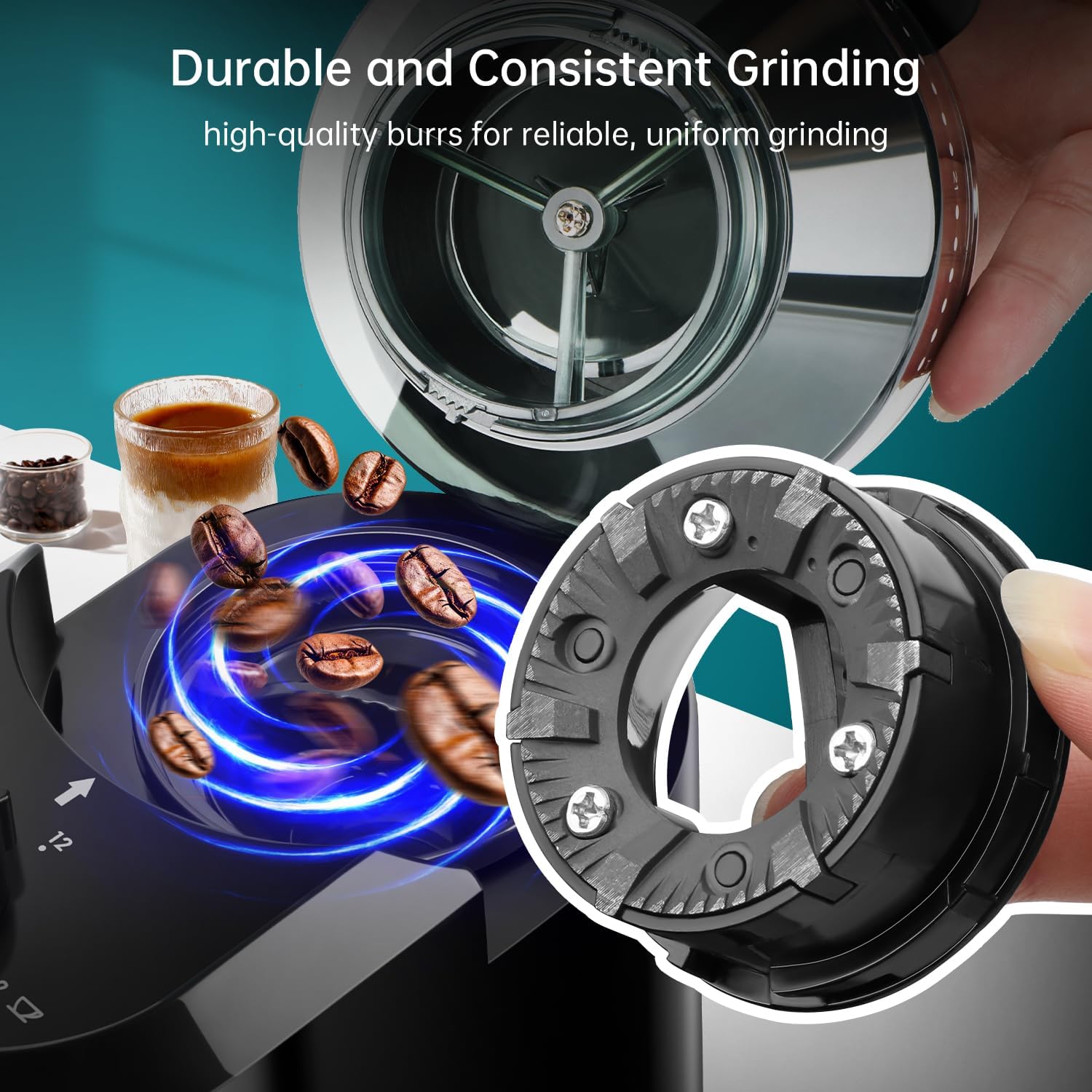 Electric Burr Coffee Grinder - Adjustable with 28 Precise Grind Settings for 12 Cups - Professional Coffee Bean