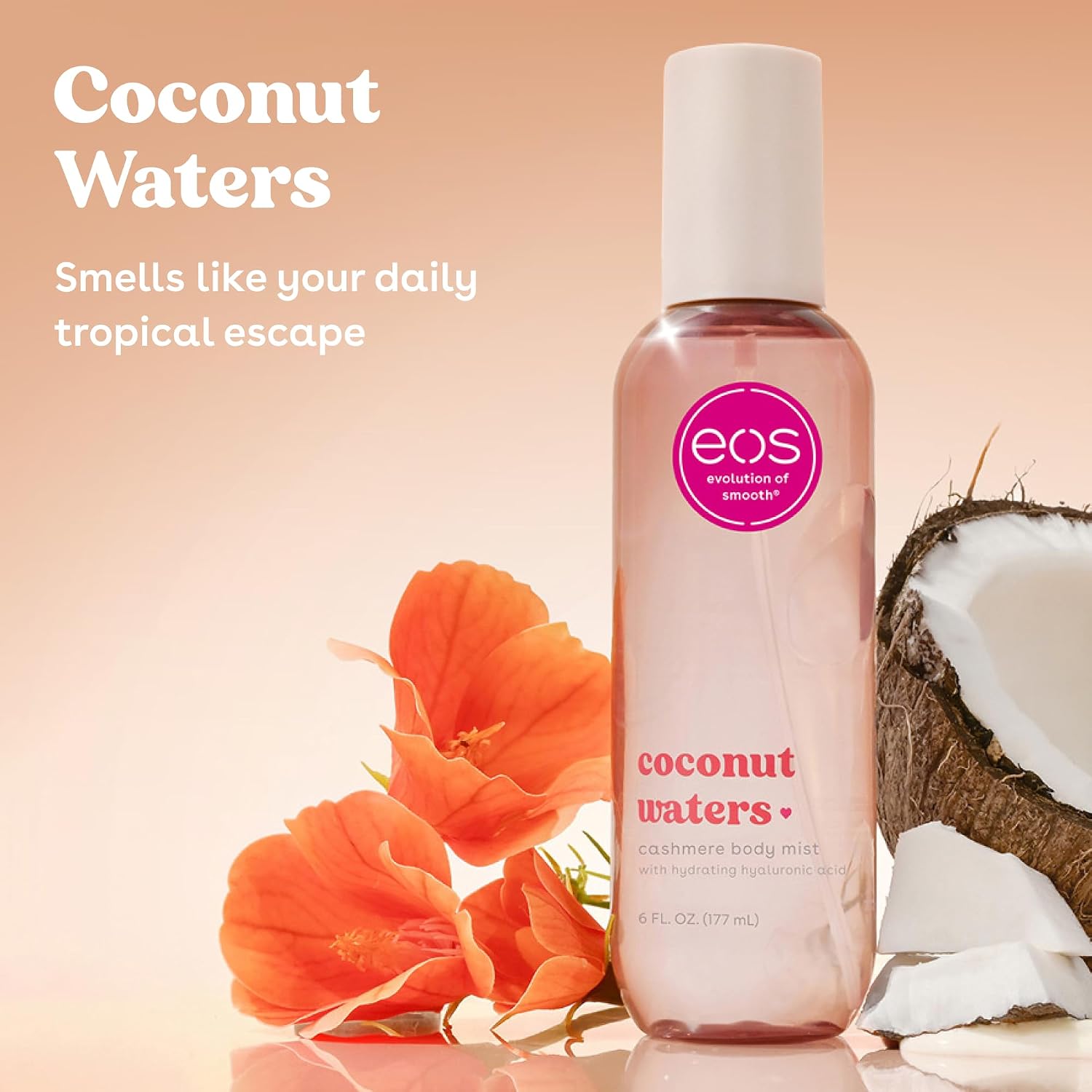 Cashmere Body Mist, Coconut Waters, Body Spray for Women, Hair Mist, Coconut Perfume, Moisturizing, Hyaluronic Acid