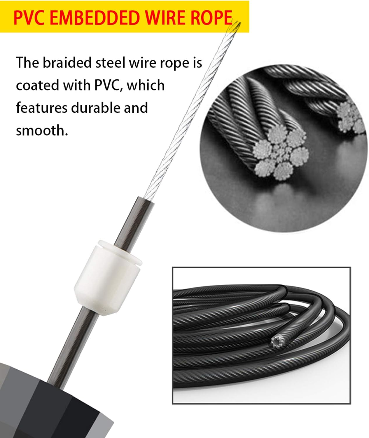 Jump Rope, Ball Bearings Tangle-Free Rapid Speed Cable Skipping Rope, Adjustable Jumping Ropes for Men, Women and