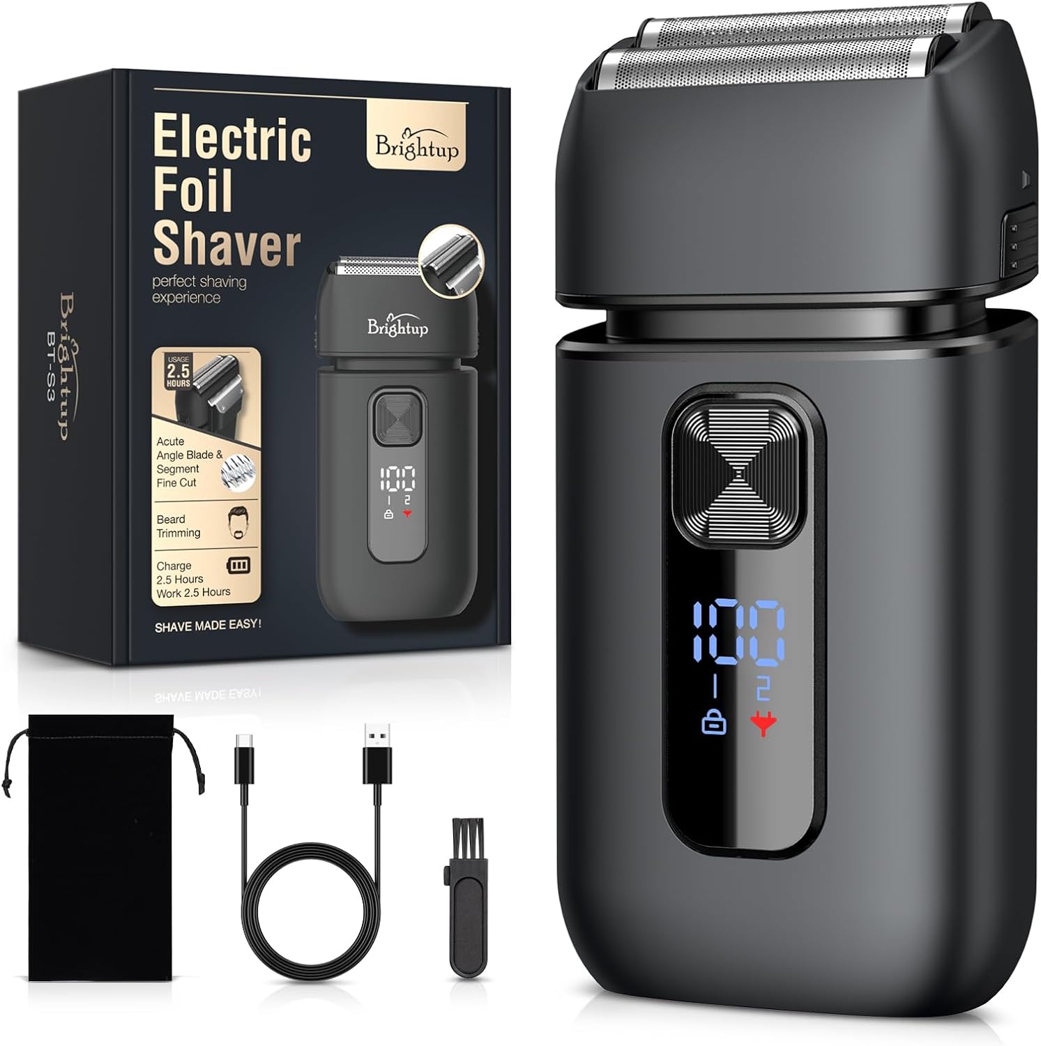 Foil Shaver for Men, Electric Razor with Smooth Close Shaving | 150-Min Runtime, Wet Dry Electric Shaver for Men with