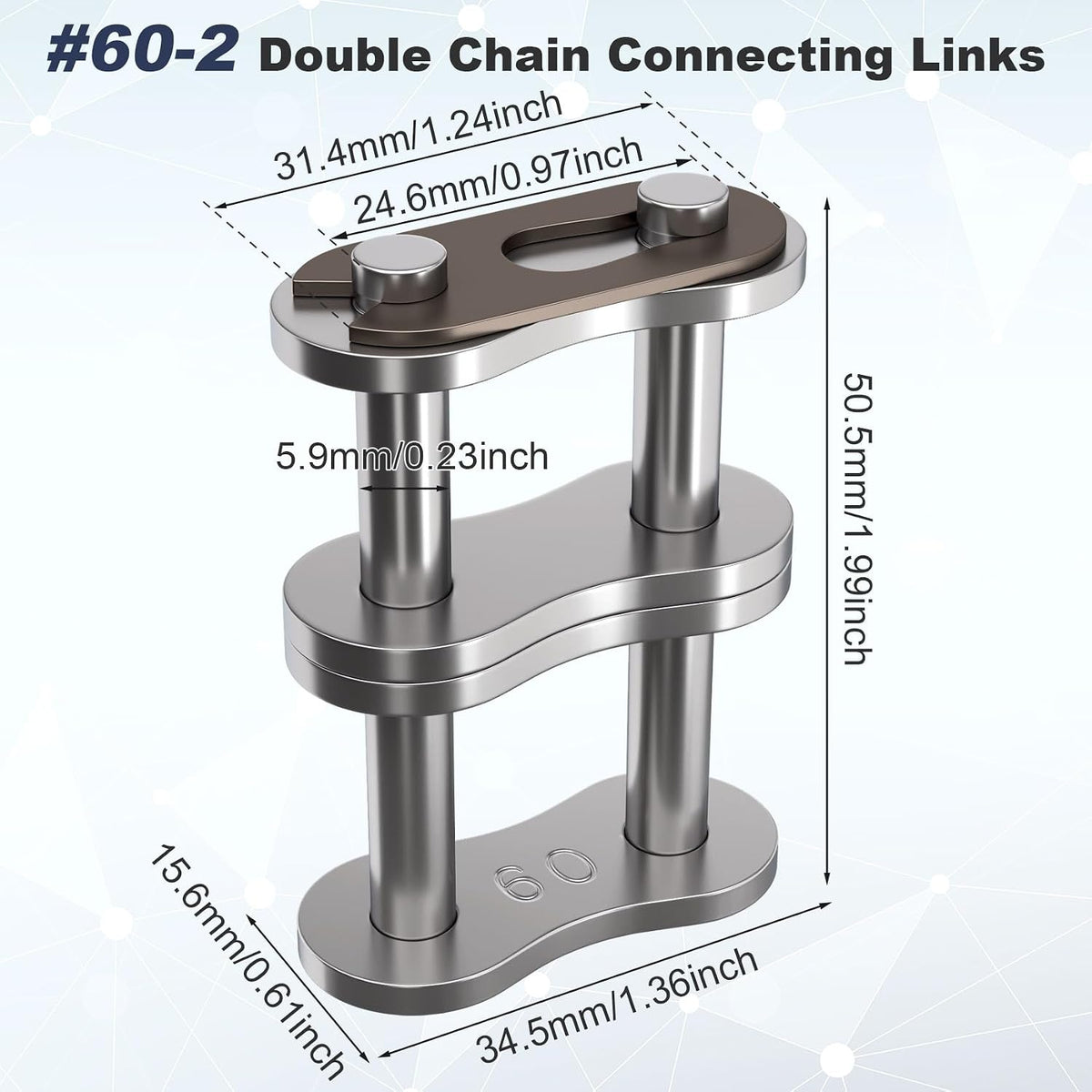 2pcs #60-2-CL Double Strand Roller Chain Connecting Link