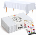 12-Pack Premium Plastic Tablecloth 54 Inch. x 108 Inch. Rectangle Table Cover-White