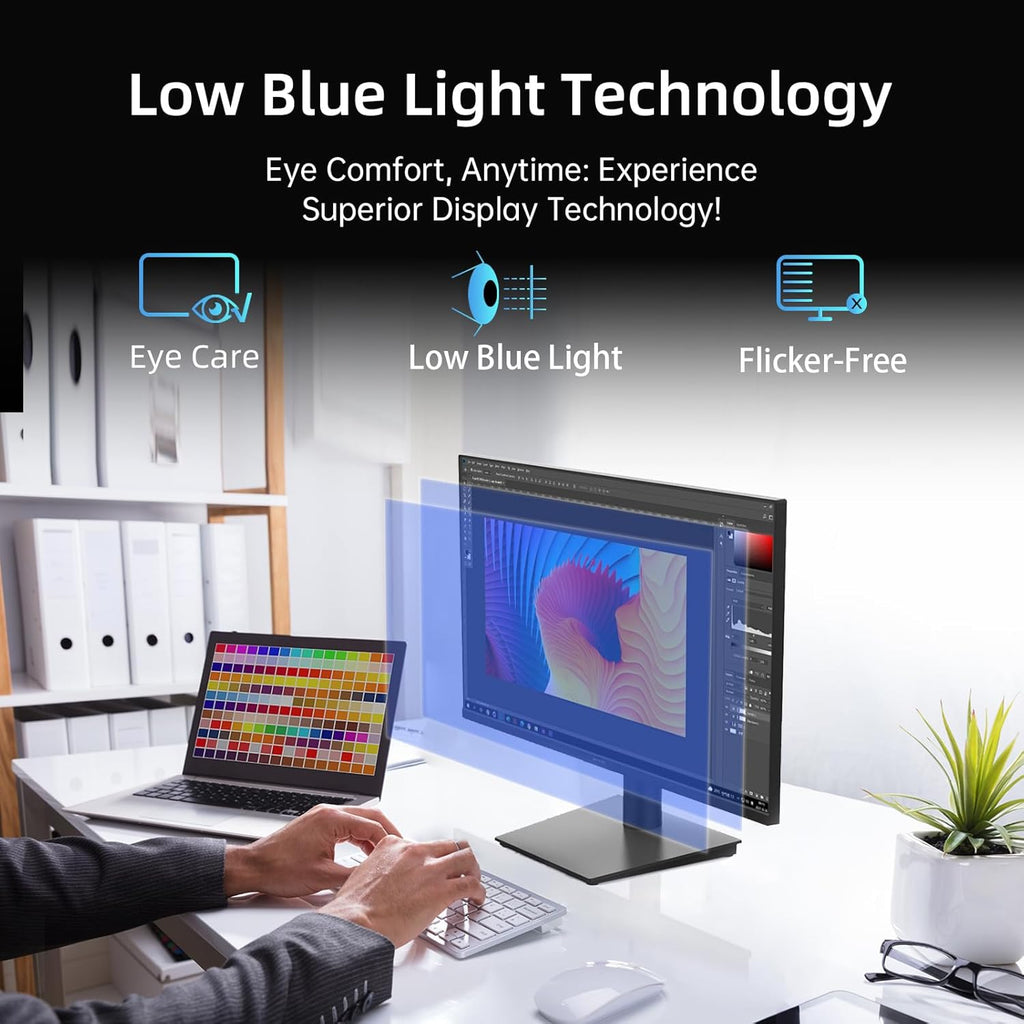 24 Inch Monitor 100Hz, FHD 1080P Computer Monitor, 4000:1, H24V27 | Frameless Design, 103%sRGB, HDMI VGA Port, Low