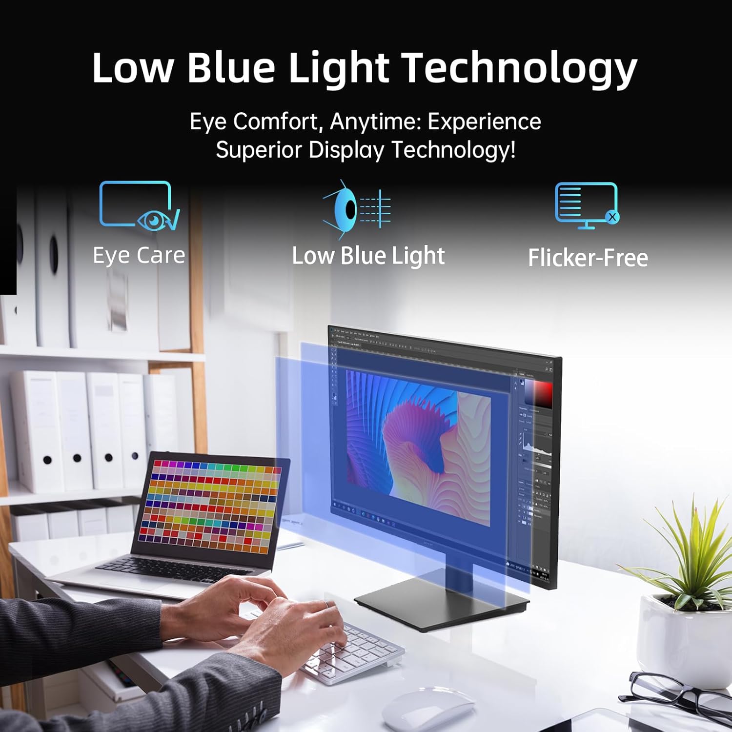 24 Inch Monitor 100Hz, FHD 1080P Computer Monitor, 4000:1, H24V27 | Frameless Design, 103%sRGB, HDMI VGA Port, Low
