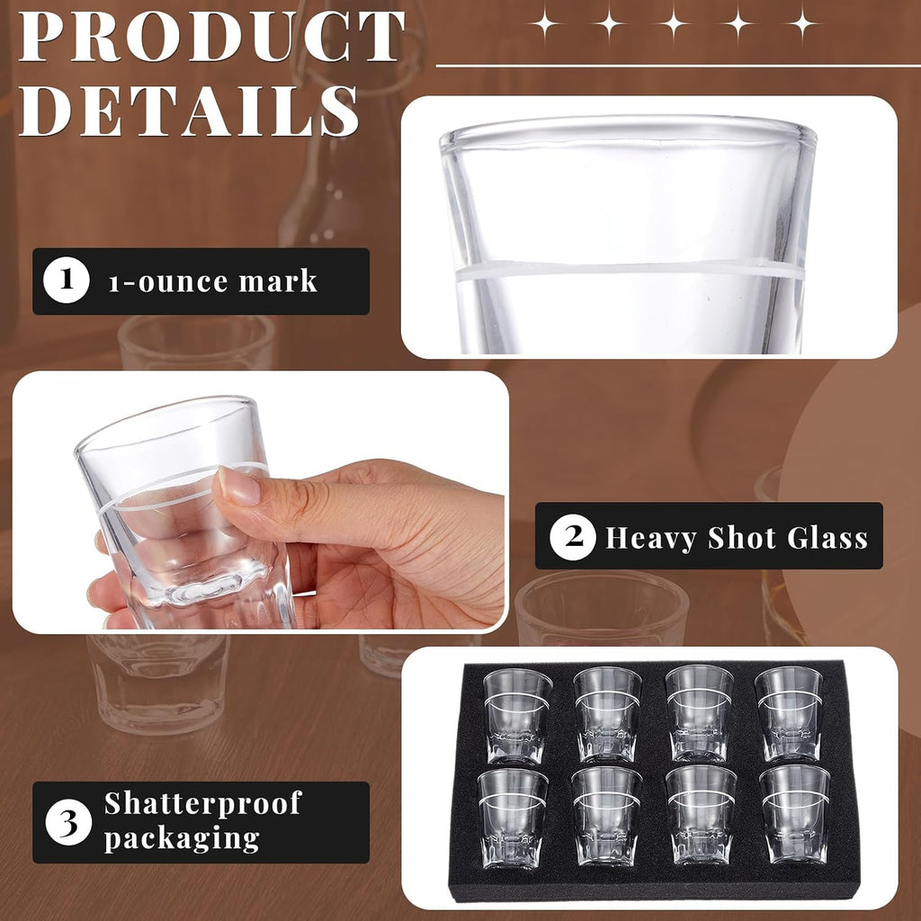 2 oz Heavy Shot Glass with Line, 8 Pack