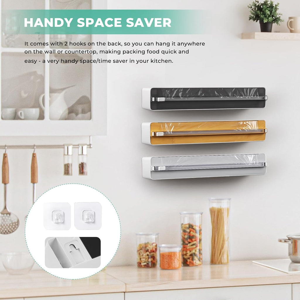 Magnetic Plastic Wrap Dispenser with Cutter - Quasziwa Upgrade Practical Refillable Cling Wrap Aluminum Tin Foil