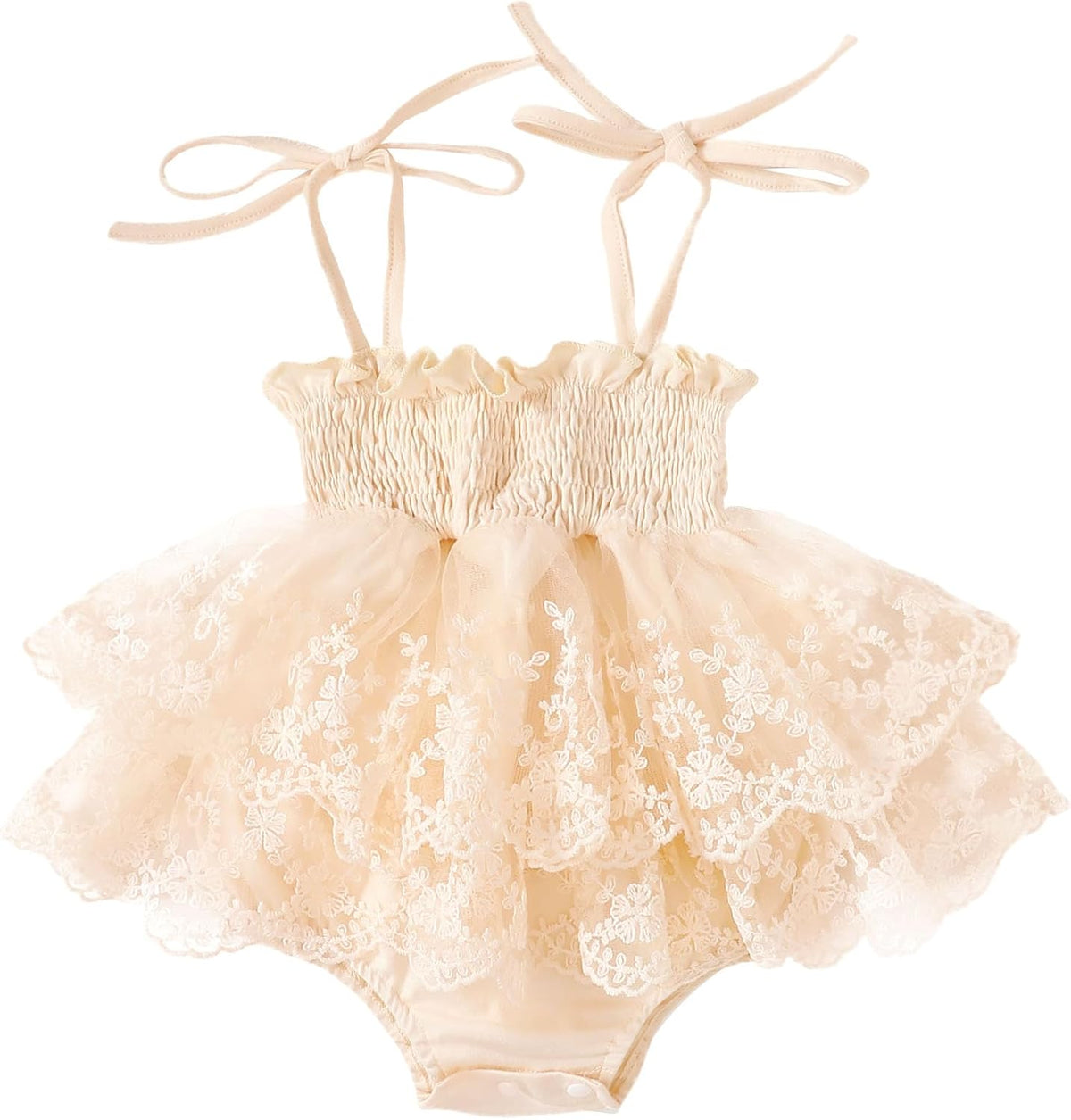 Newborn Baby Girl Summer Outfit Sleeveless Ruffle Smocked Halter Tulle Romper Dress One-piece Jumpsuit Clothes