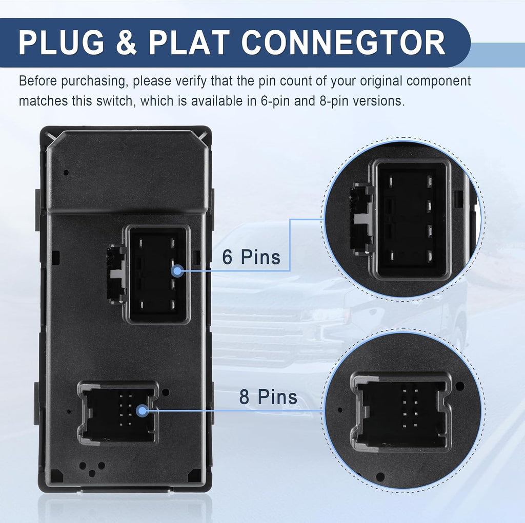 Amiss Driver Side Power Master Window Switch, Compatible with Chevy Silverado/GMC Sierra 2007-2013, Chevrolet Traverse/HHR/Yukon/Buick Enclave Replace OE 20945129 25789692
