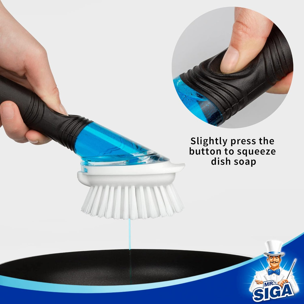 Soap Dispensing Dish Brush, Kitchen Brush for Pot Pan Sink Cleaning