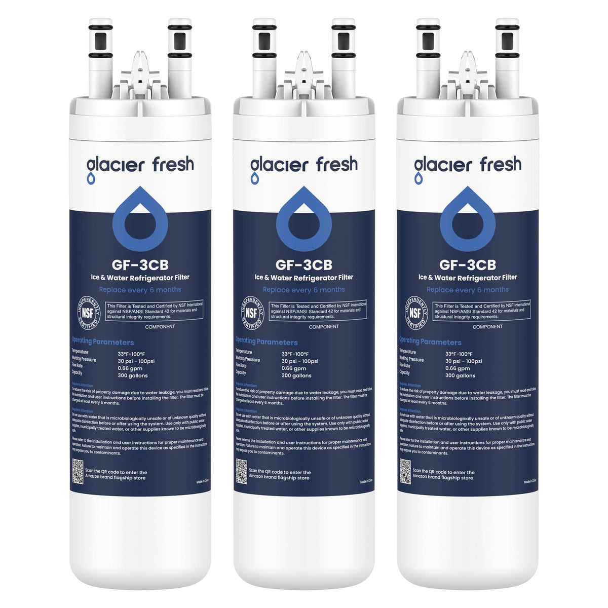WF3CB Refrigerator Water Filter Replacement Pack of 3
