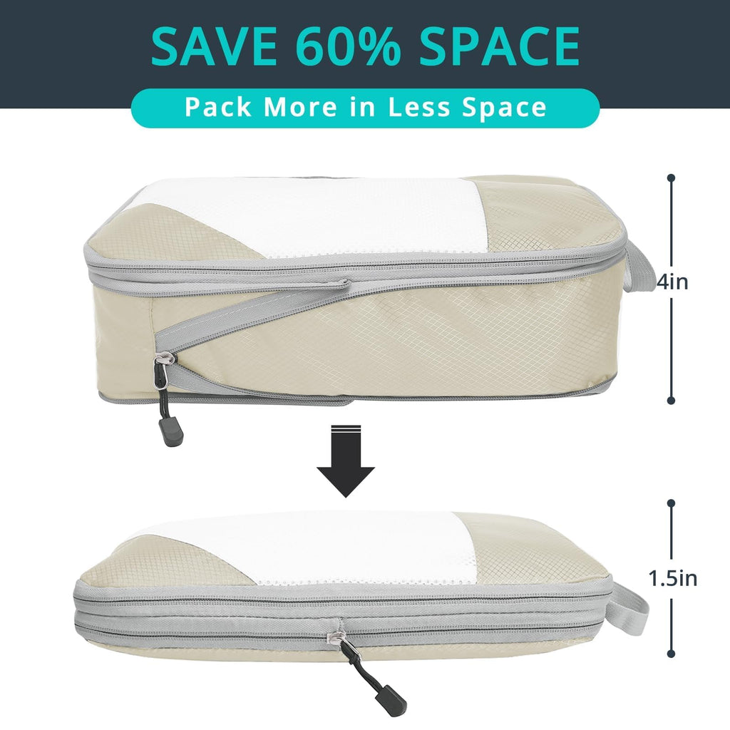 Compression Packing Cubes 10 Set, Compressible Space-Saving Packing Cubes for Travel - Compression Bags, Luggage