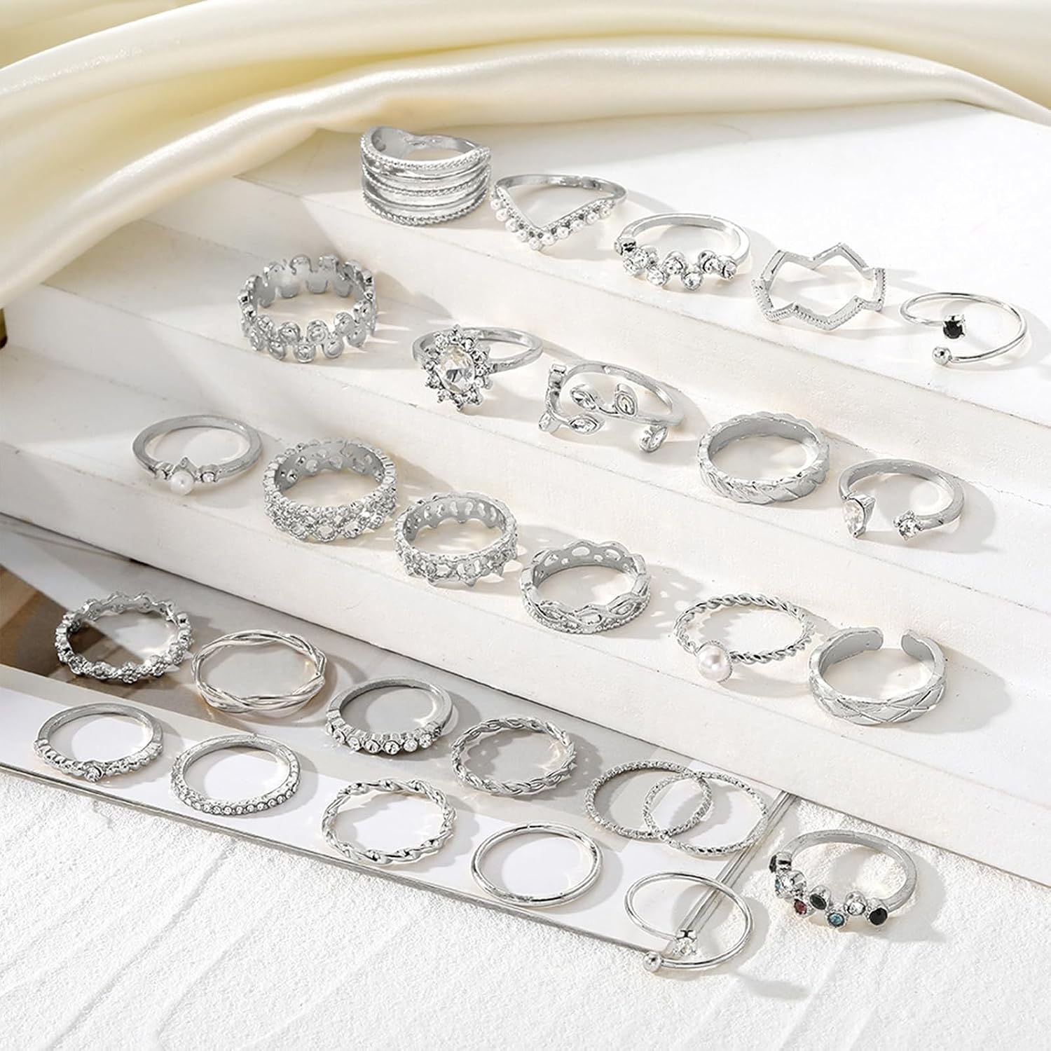 Gold Knuckle Rings Set For Women Vintage Stackable Joint Finger Midi Rings Dainty Cubic Zirconia Crystal Simple Twist