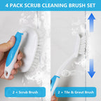 Scrub Brush Set, 4 Pack Deep Cleaning Brush Kit, Blue