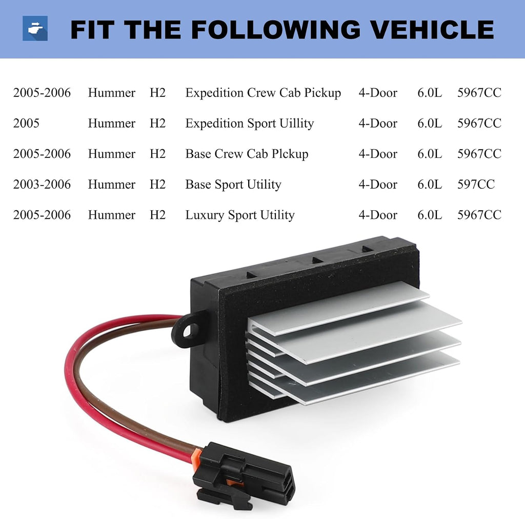 PANNUOSCS Blower Motor Resistor 3GSH-19E624-CA Fit for 2003-2007 Hummer H2
