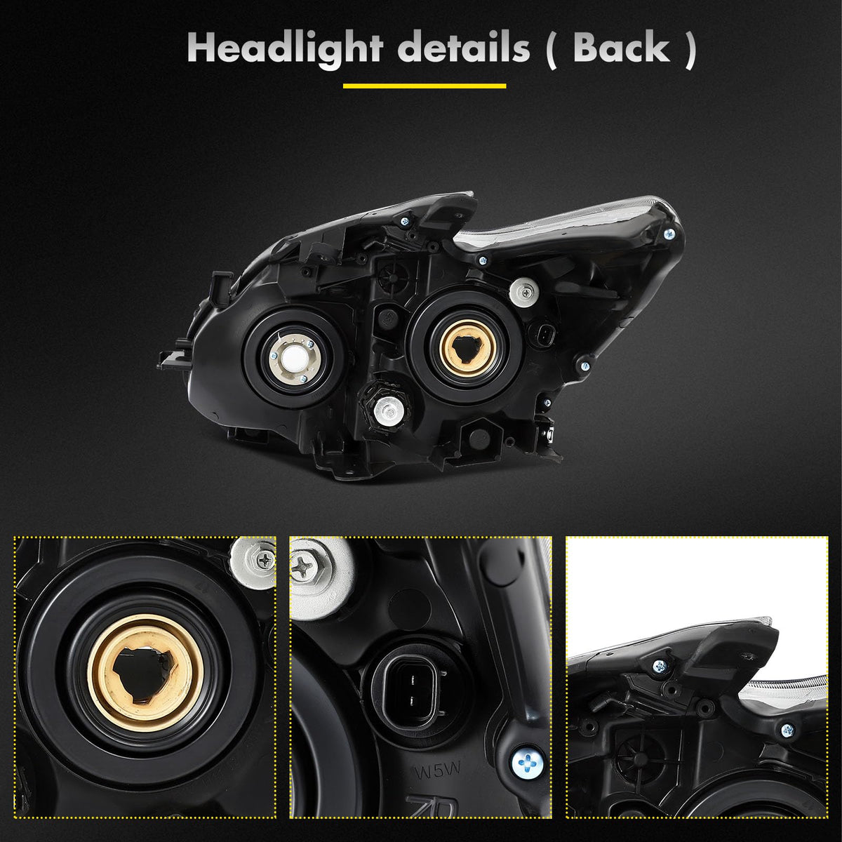 Headlight Assembly fit 10-11 for Toyota Prius 1.8L Chrome Housing