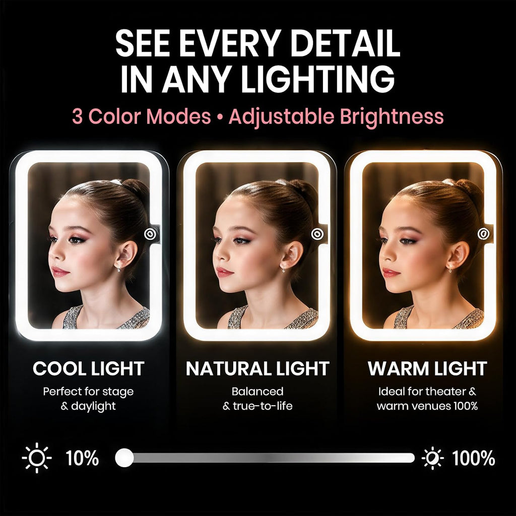 Makeup Bag with Detachable 4K LED Mirror, 3 Light Modes