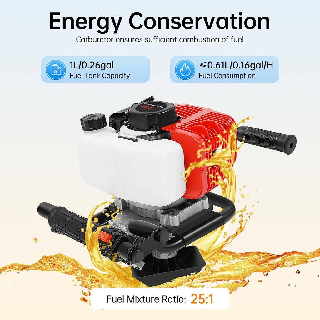 Auger Post Hole Digger, Gas Powered Earth Post Hole Digger Post Holes Earth Digger Petrol Drill Borer Bulb Planting
