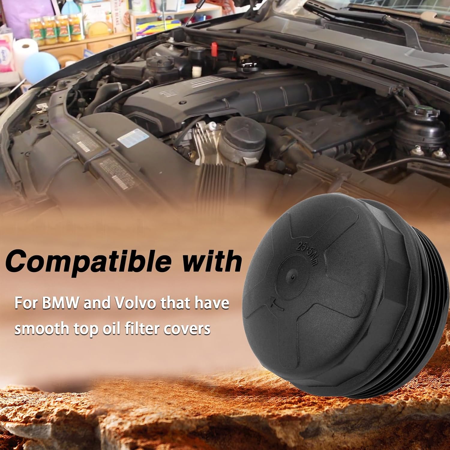 Aluminum Fuel Filter Wrench with Four Tabs Compatible with Ram 1500, 86.5MM 16 Flutes Oil Filter Wrench Fit for BMW