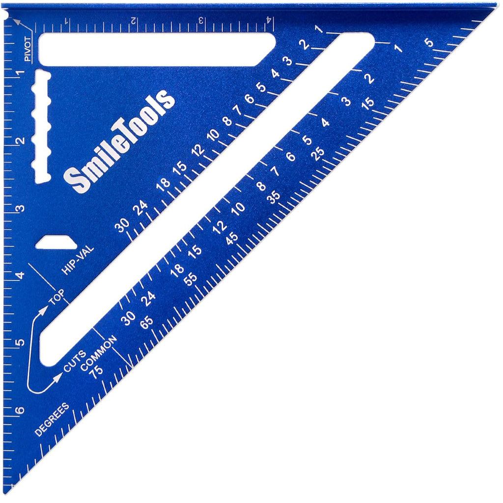 SmileTools 7 Inch Aluminum Alloy Light Weight Carpenter Square - Triangle Carpenter Square Rafter Layout Tool for Woodworking and Carpentry