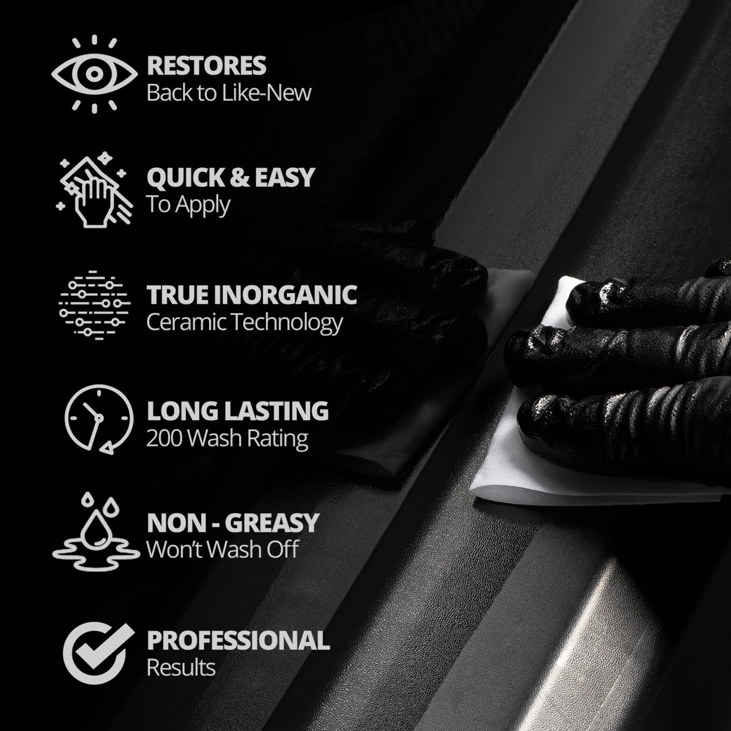 Ceramic Trim Coat Kit - Quick Plastic Trim Restorer - Ceramic Coating Guaranteed Restoration to Last Over 200 Washes