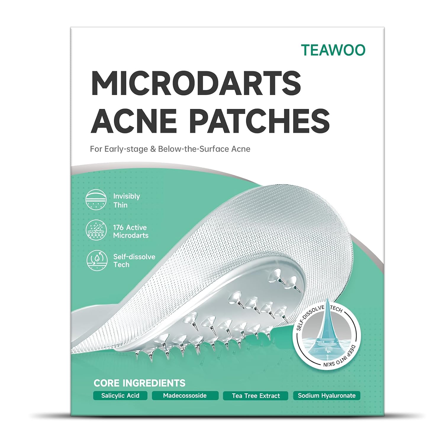 36-Count Microdart Pimple Patches, Hydrocolloid Acne Patches with Salicylic Acid & Madecossoside, Microdart Zit