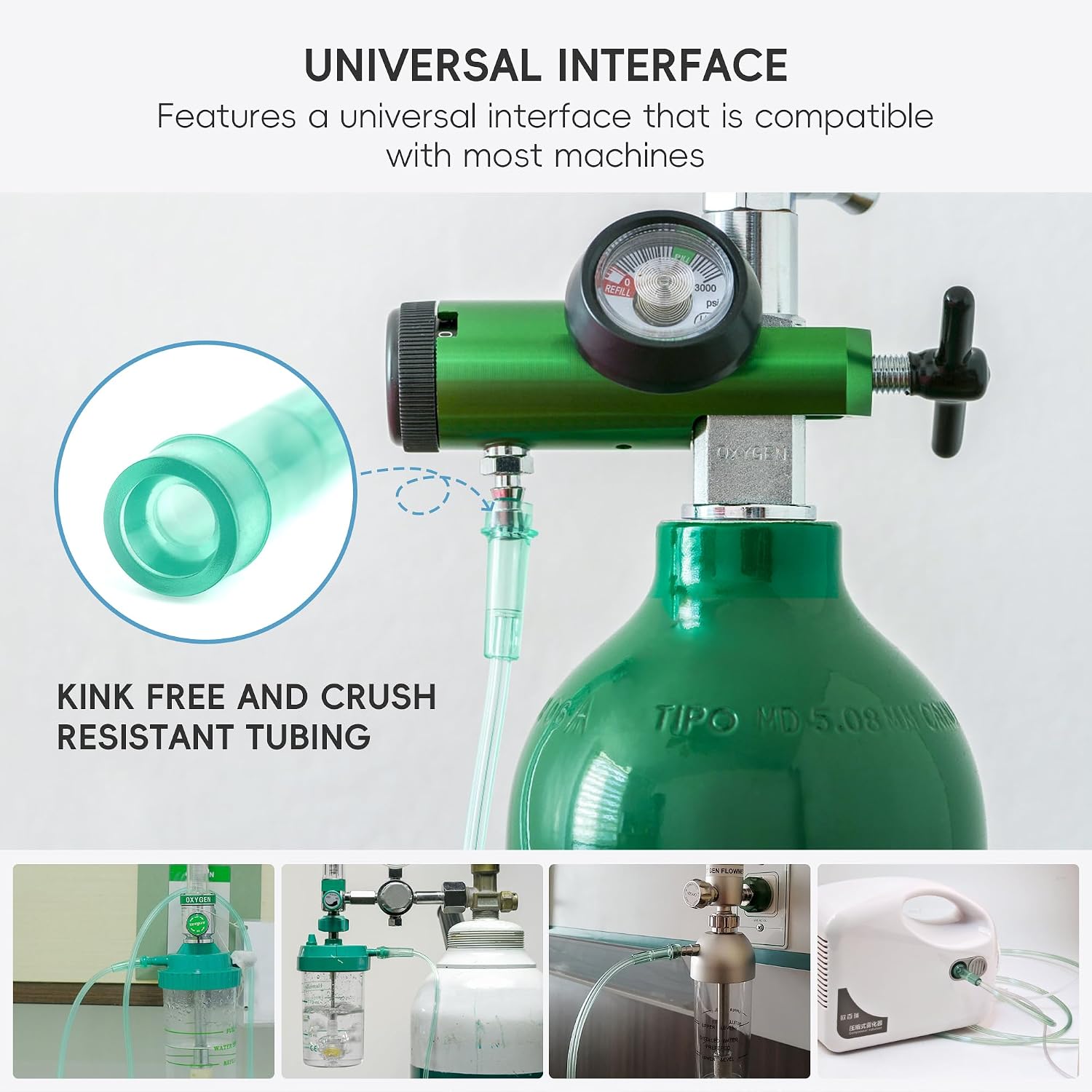 7 Foot Green Nasal Cannulas for Oxygen, Standard Kink Resistant Cannula Nasal Tubing for Oxygen - 4 Pack Oxygen